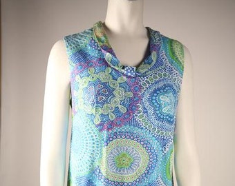 1970s Multi-Colored Paisley Shift Dress