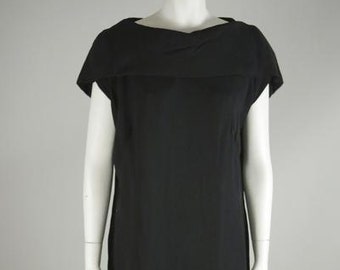 1960s Black Crepe Cocktail Dress