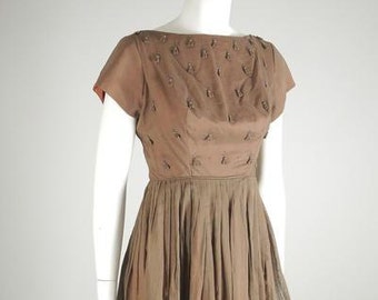 1950's Brown Beaded Dress