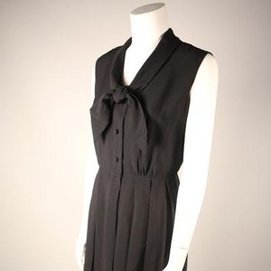 Elegant 1940s Pleated Black Shirt Dress image 1