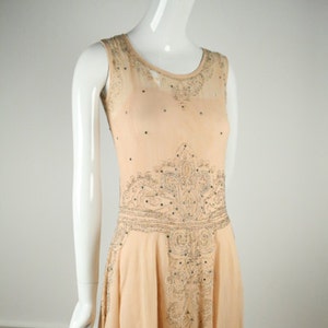 1920s Peach Art Deco Dress