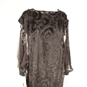 1920s Black Silk and Velvet Deco Dress