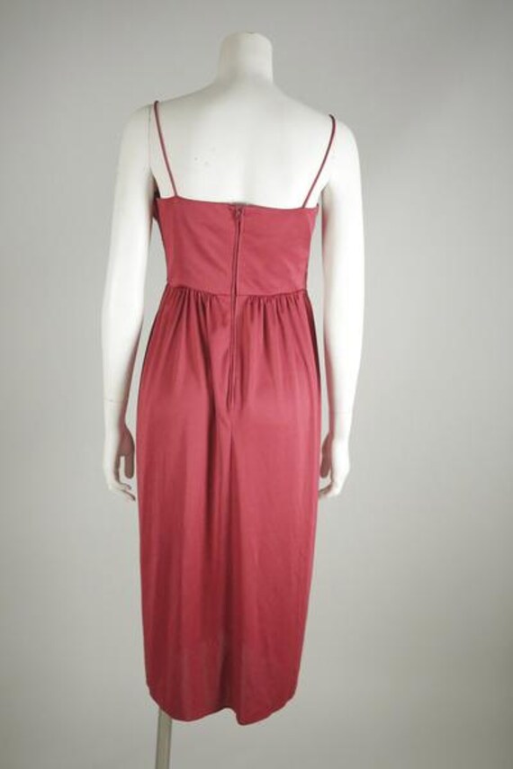 1970s Crimson Rosette Dress - image 4