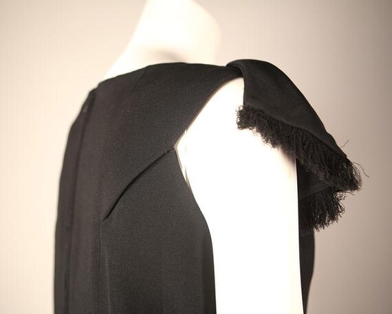 1960s Black Crepe Cocktail Dress - image 5