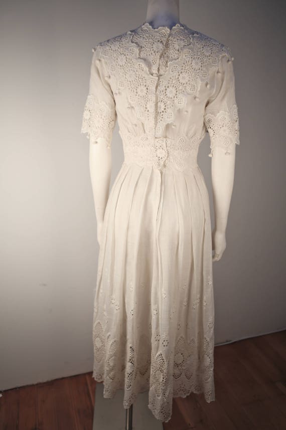 Rare Vintage Edwardian Cotton Wedding Dress in Ex… - image 9