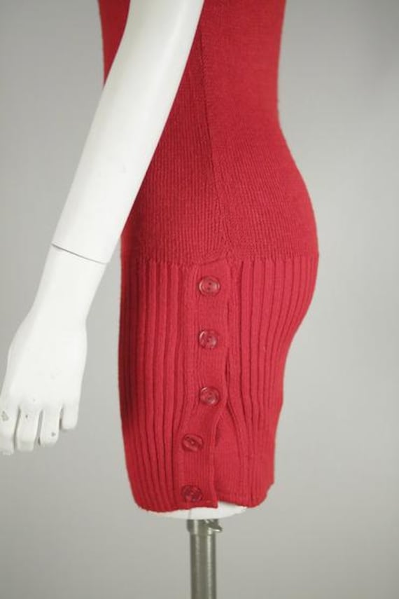 1980's Red Sweater Dress - image 4