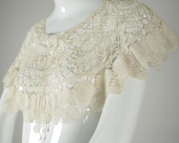 Crocheted Off White Shawl - image 4