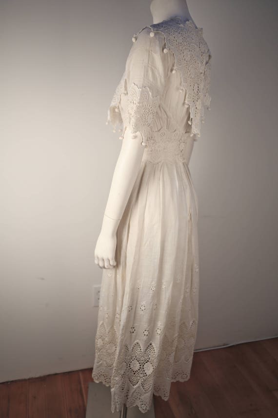 Rare Vintage Edwardian Cotton Wedding Dress in Ex… - image 7