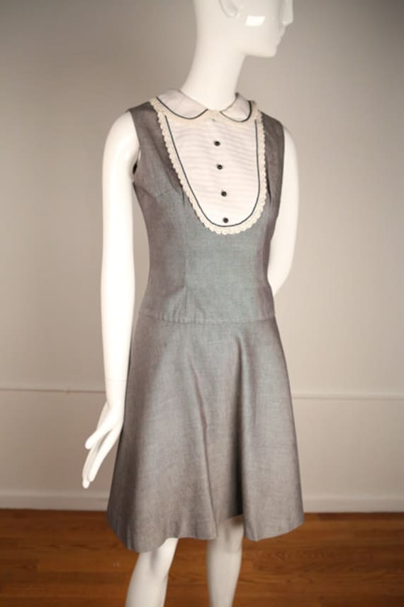 1960s Heather Gray Uniform Inspired Mini Dress