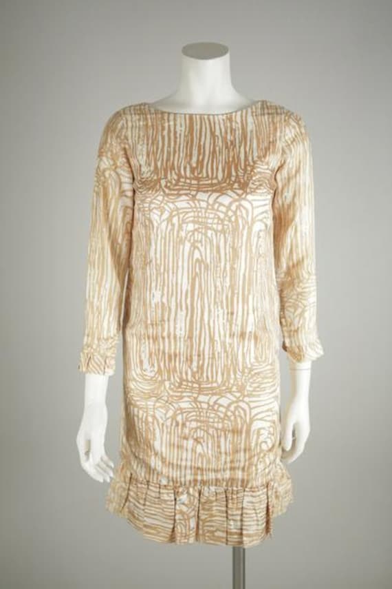 1960s Long Sleeve Printed Mod Dress