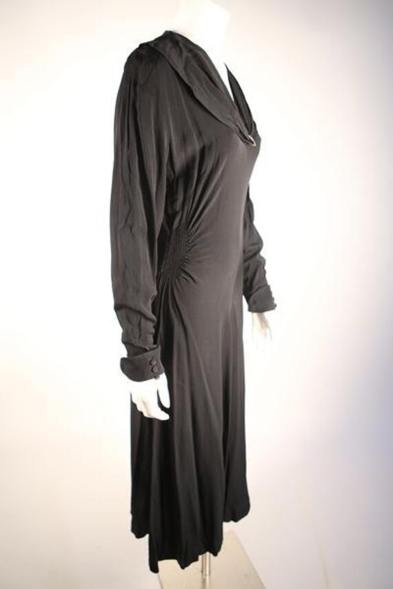 1930s Black Long Sleeve Day Dress - image 2