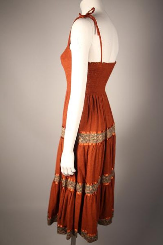 1970s Suede Peasant Dress - image 3