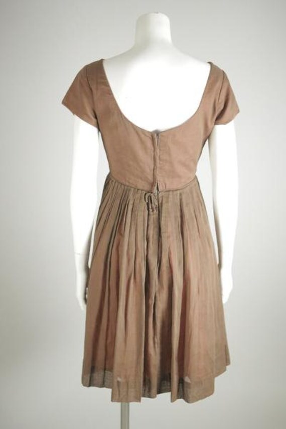 1950's Brown Beaded Dress - image 3