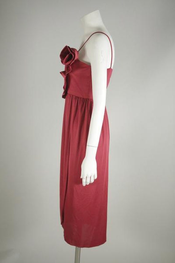 1970s Crimson Rosette Dress - image 3