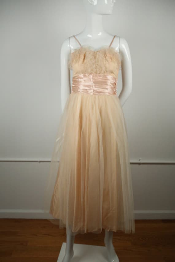 1950s Blush Tulle Rockabilly Dress