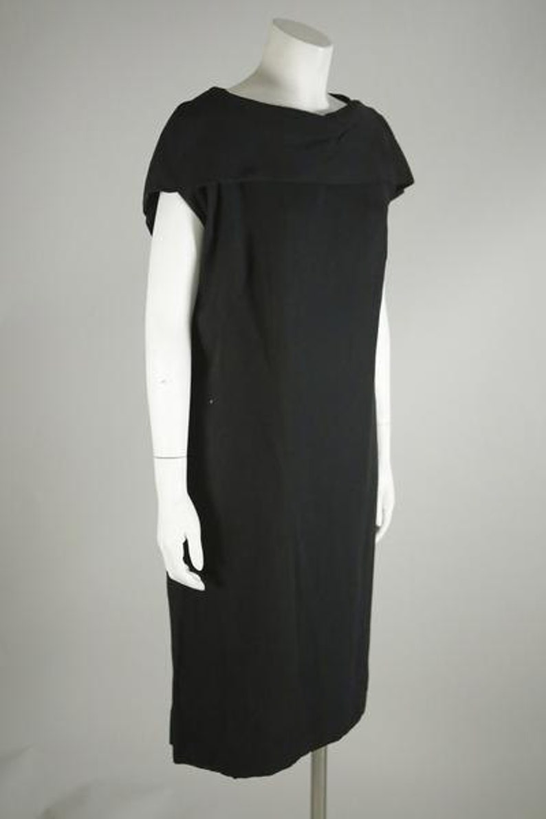 1960s Black Crepe Cocktail Dress image 2