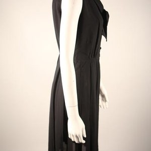 Elegant 1940s Pleated Black Shirt Dress image 4