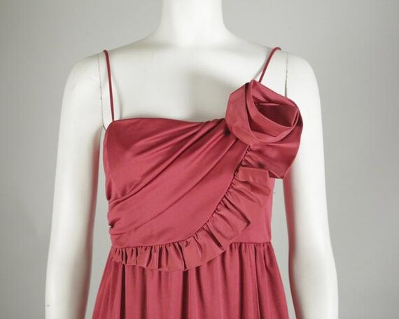 1970s Crimson Rosette Dress - image 5
