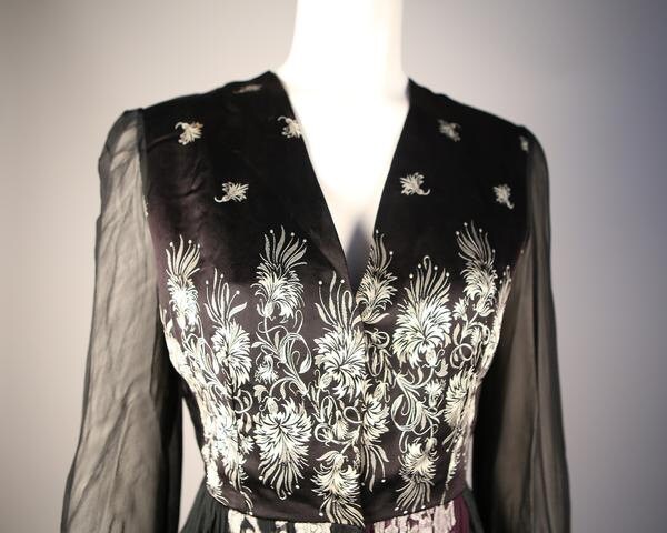 Designer 1970s Floral Jacquard Dress - Etsy