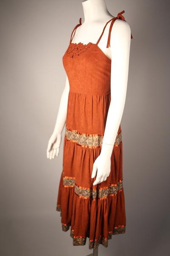 1970s Suede Peasant Dress - image 2