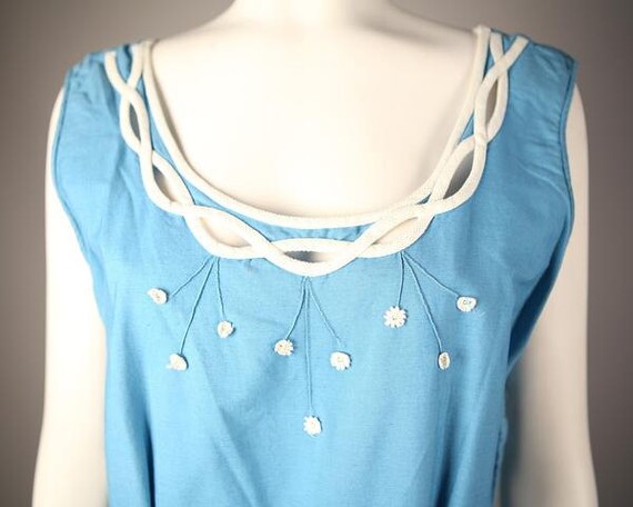 Whimsical 1940s Turquoise Summer Dress - image 5
