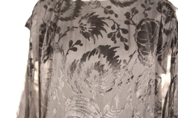 1920s Black Silk and Velvet Deco Dress - image 4