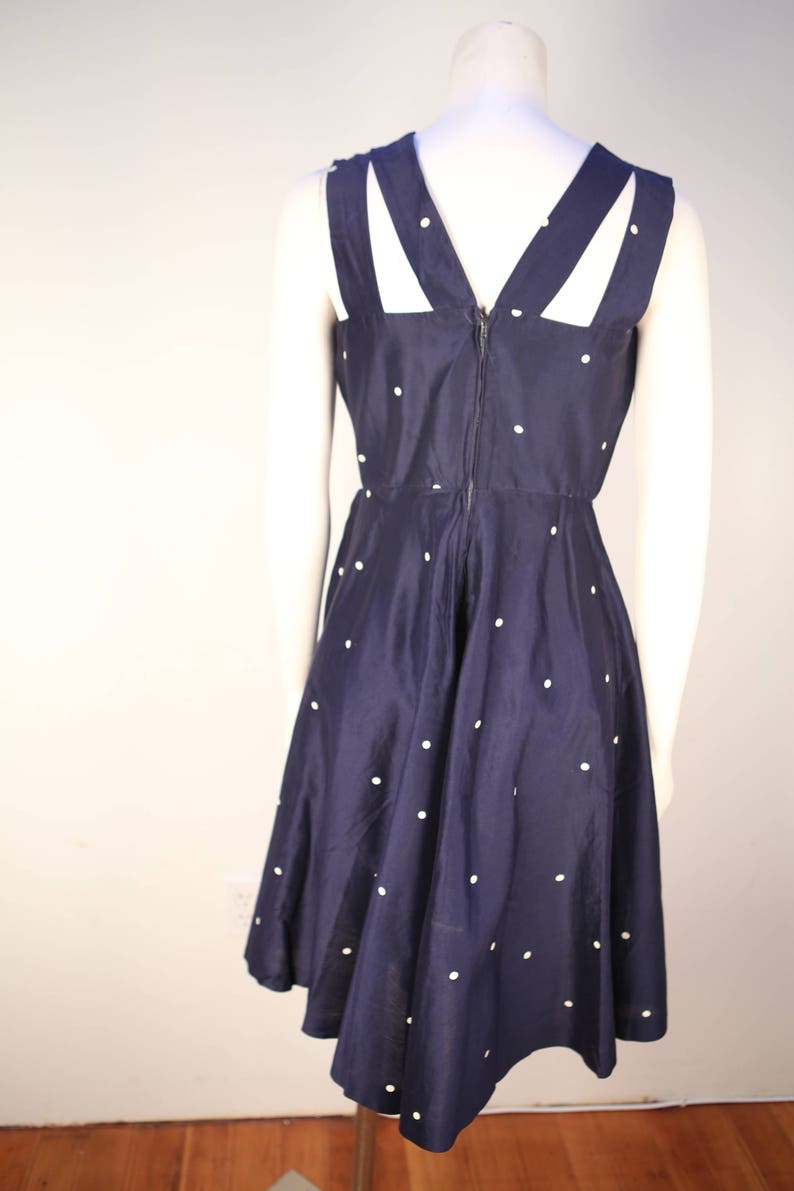 Vintage 1940's Navy Polka Dot Swing Dress in Excellent - Etsy