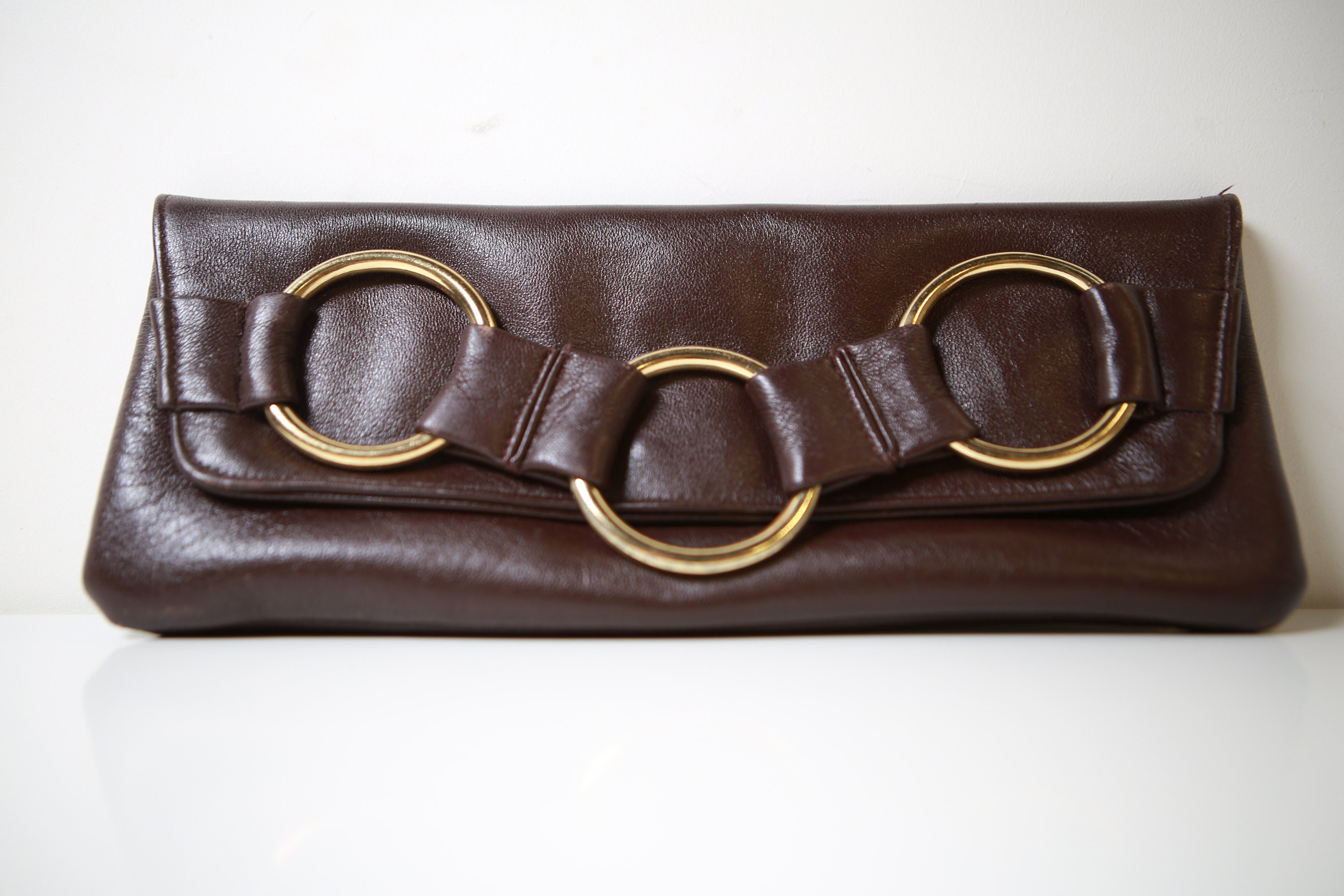 60s vintage GUCCI BOUTIQUE Shoulder Bag black canvas brown leather  14-007-5548