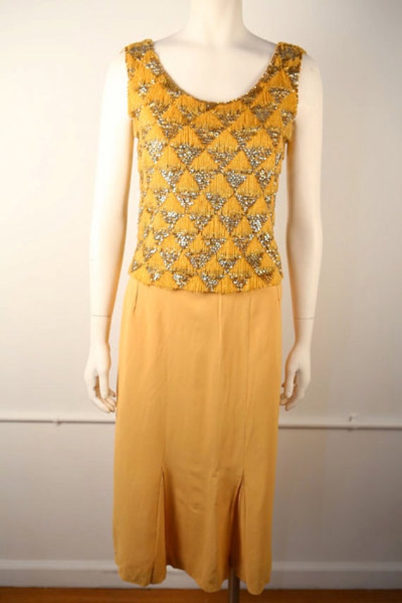 1940's Light Tangerine Rayon Pleated Skirt.