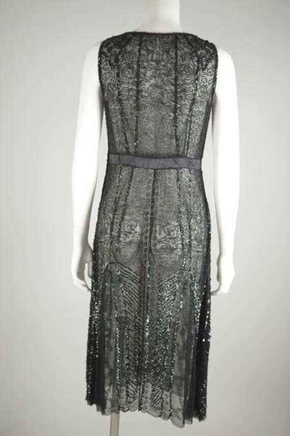 Black Beaded Sequined Fur Dress