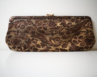 Mod Vintage Gold Brocade Clutch from 1960's