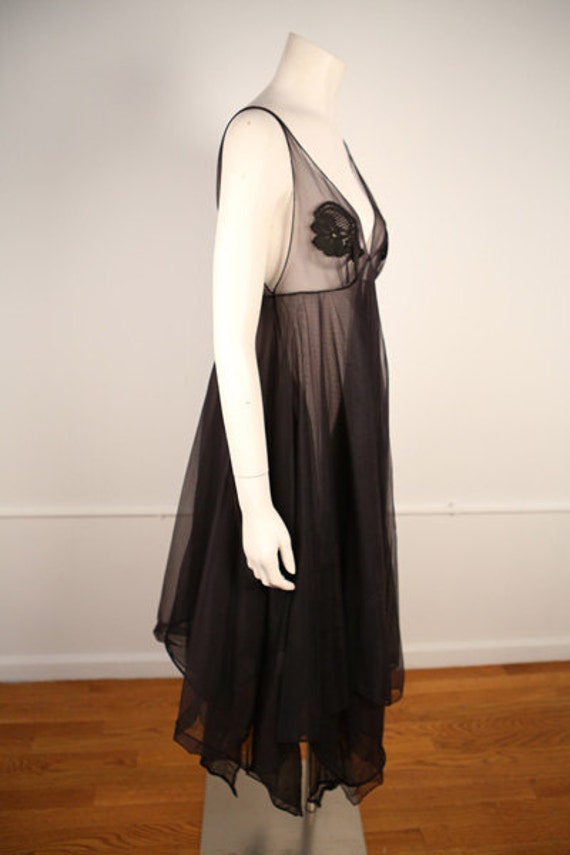 1970s Black Nylon Handkerchief Dress (Sheer) - image 2