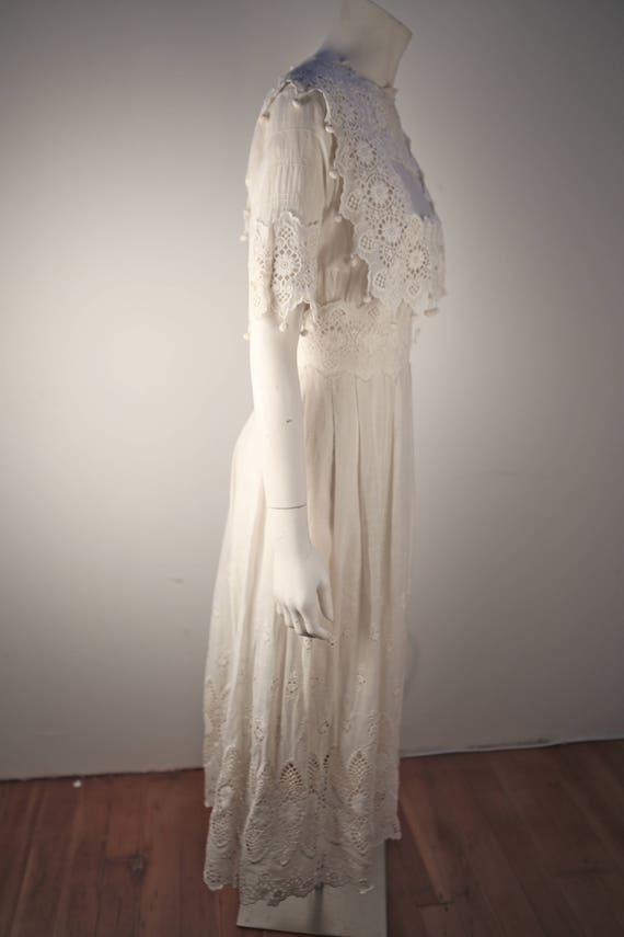 Rare Vintage Edwardian Cotton Wedding Dress in Ex… - image 10