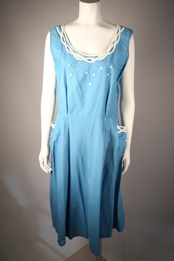 Whimsical 1940s Turquoise Summer Dress