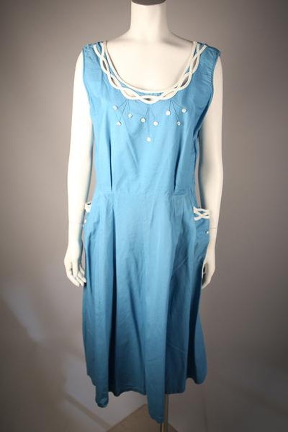 Whimsical 1940s Turquoise Summer Dress - image 1