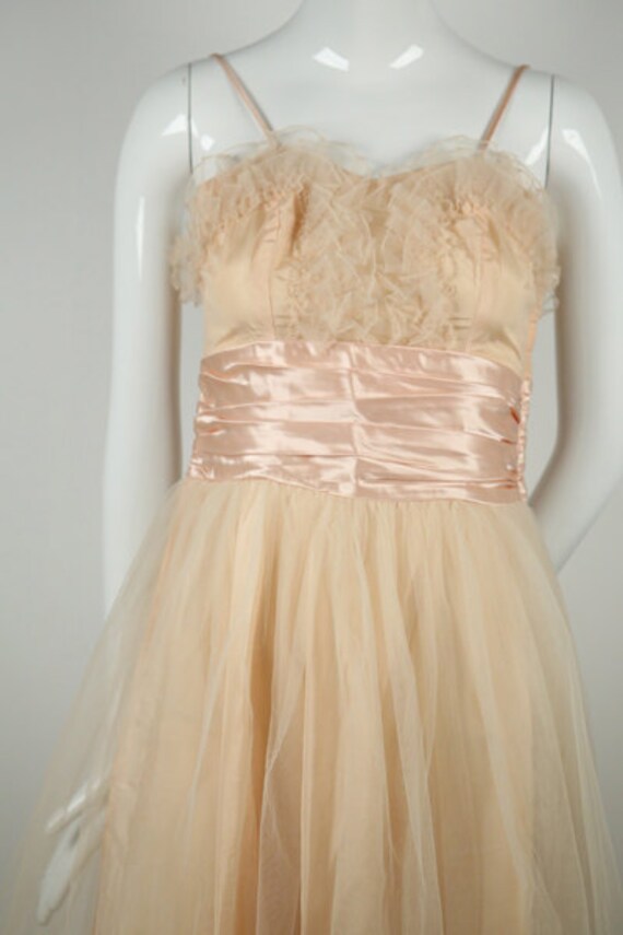 1950s Blush Tulle Rockabilly Dress - image 2