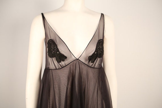 1970s Black Nylon Handkerchief Dress (Sheer) - image 4
