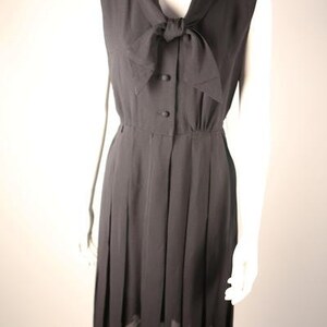 Elegant 1940s Pleated Black Shirt Dress image 2