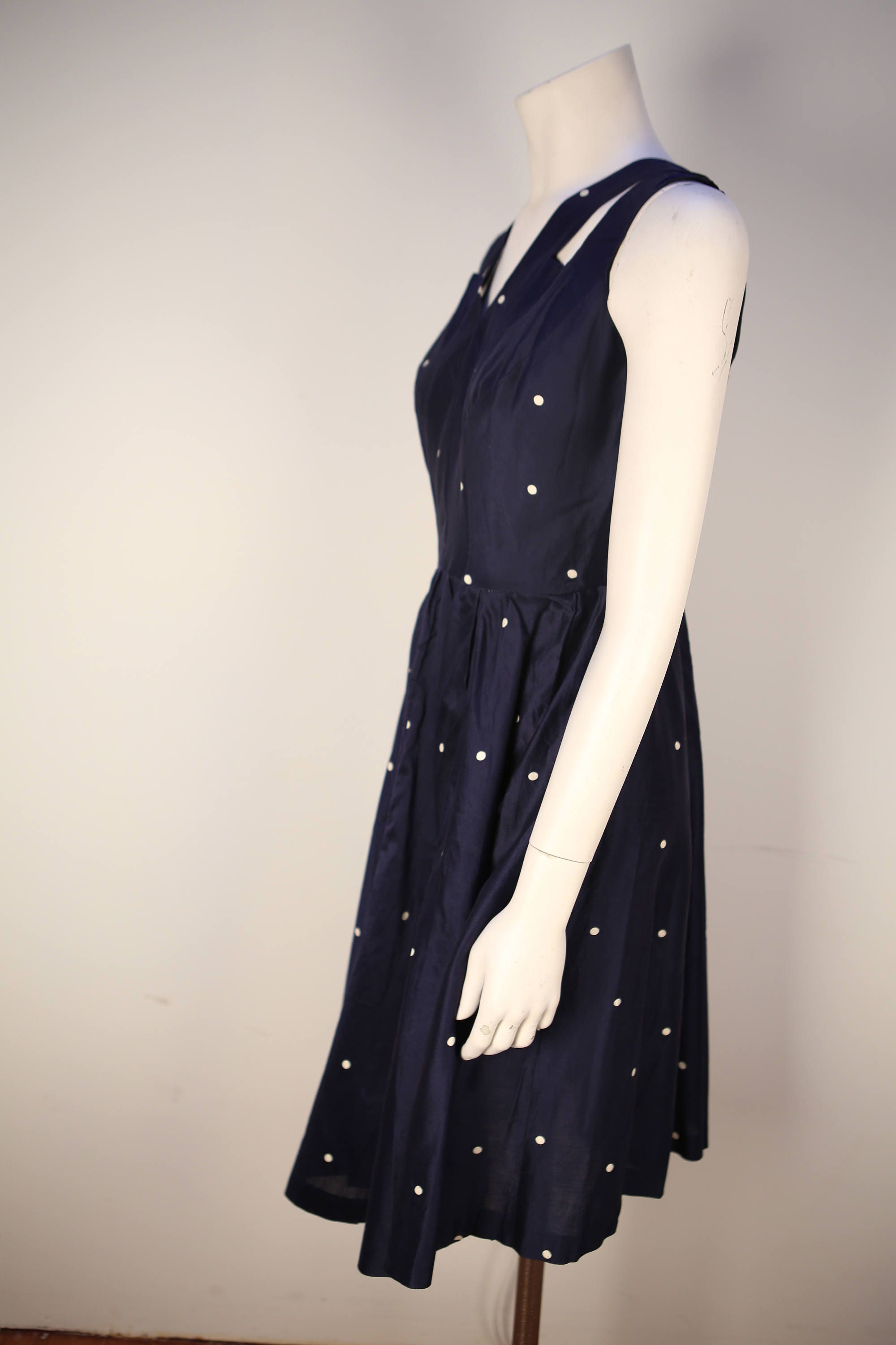 Vintage 1940's Navy Polka Dot Swing Dress in Excellent - Etsy
