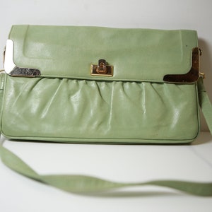 Vintage Zenith Hand Made Handbag from 1950&#39;s in Pale Mint Genuine Leather