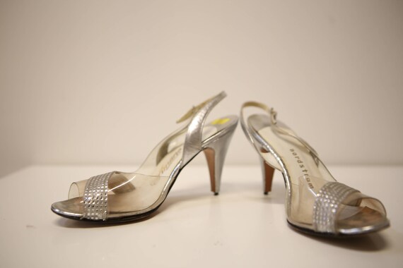 1930s vintage rhinestone/ silver shoes: size 7 - image 2