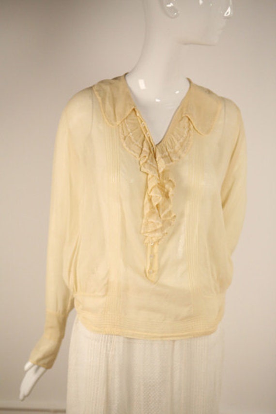 Edwardian Cotton Buttoned Blouse - image 1