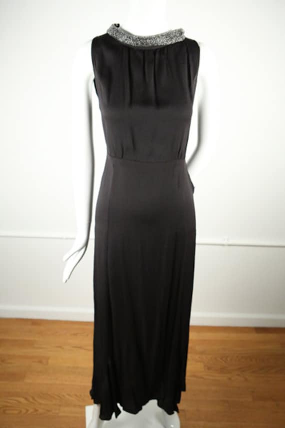 1930s Crepe Boat Neck Evening Gown