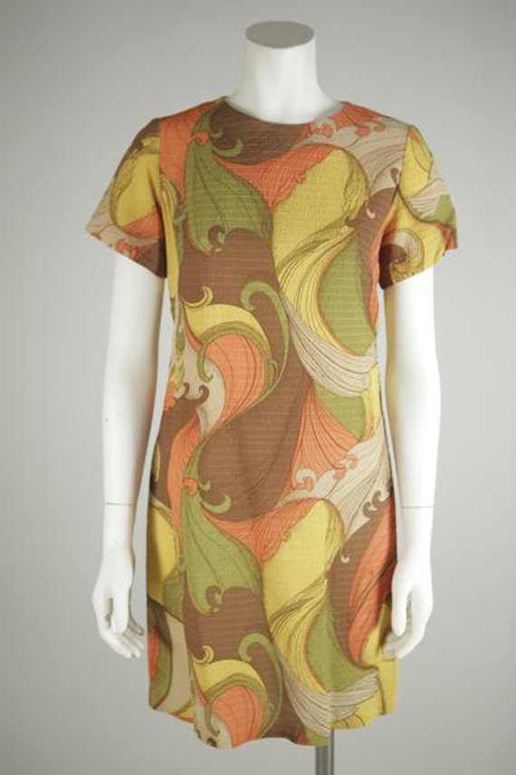 1960s Psychedelic Print Mod Mini Dress