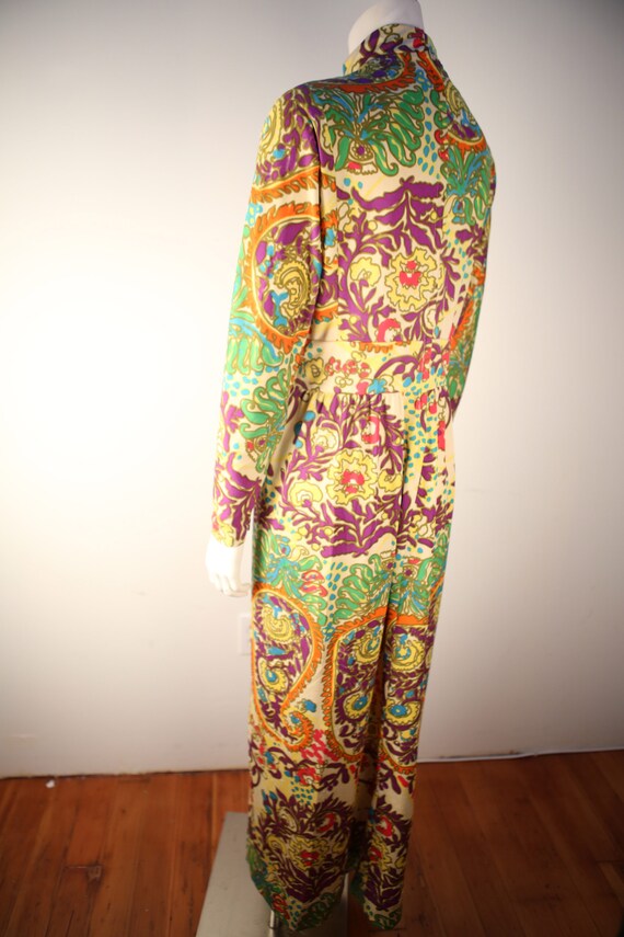 Vintage psychedelic paisley print knit maxi dress… - image 5