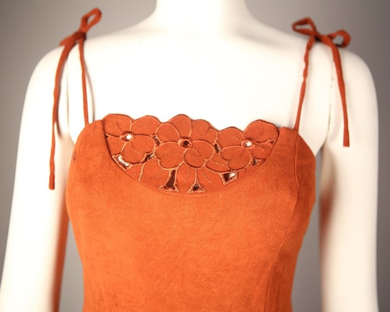 1970s Suede Peasant Dress - image 5