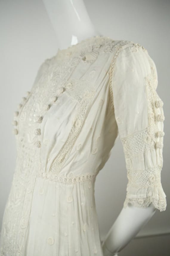 Edwardian Embroidered Wedding Dress - image 4