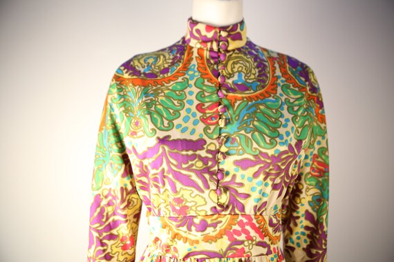 Vintage psychedelic paisley print knit maxi dress… - image 3