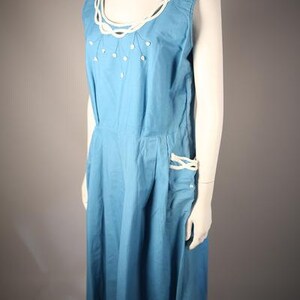 Whimsical 1940s Turquoise Summer Dress image 2