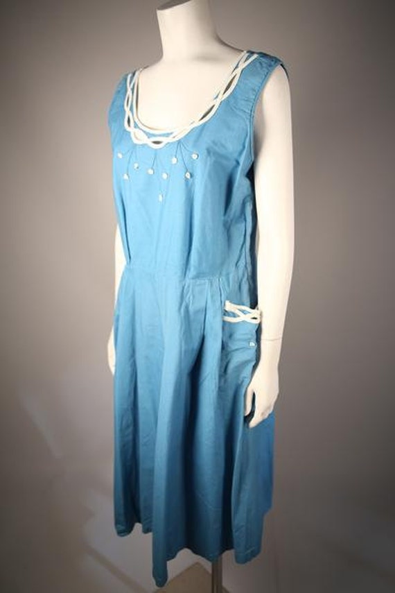 Whimsical 1940s Turquoise Summer Dress - image 2